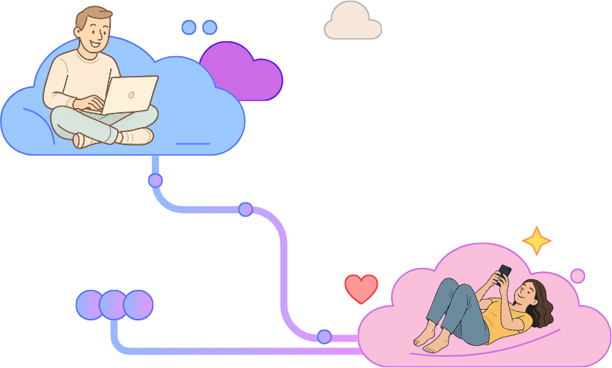 Пара общается в облаках